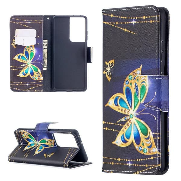 Plånboksfodral Samsung Galaxy S21 Ultra – Guldfjäril