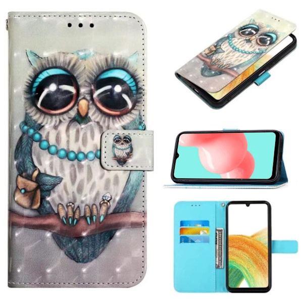 Plånboksfodral Samsung Galaxy A04s – Utsmyckad Uggla