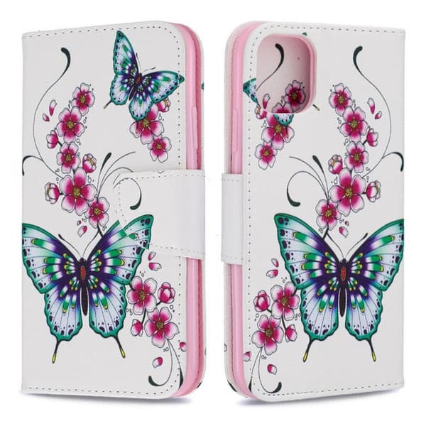 Lompakkokotelo iPhone 14 - Perhosia Ja Kukkia