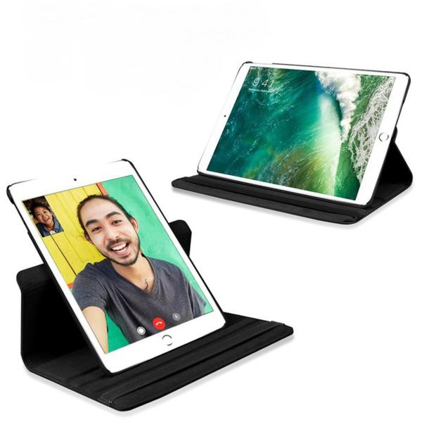 Läderfodral iPad 9,7" (2017/2018) Roterande 360° - 11 Färger Svart