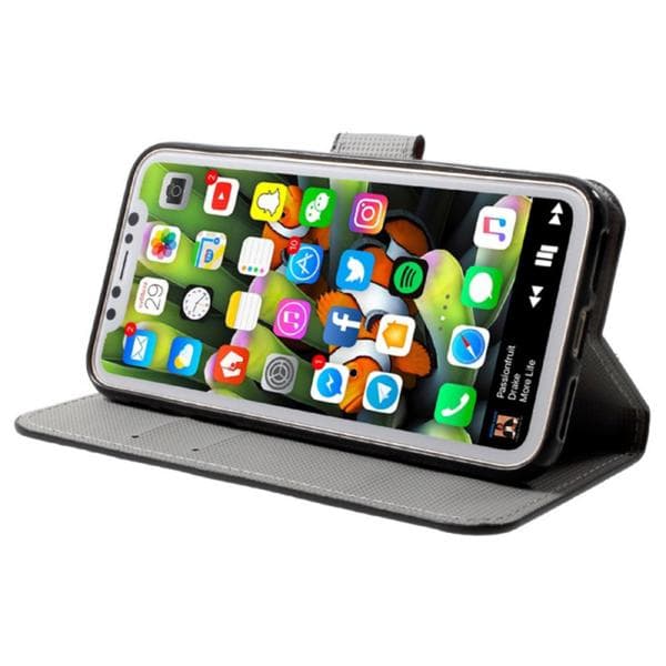 Plånboksfodral iPhone X / iPhone Xs - Svart med Blommor