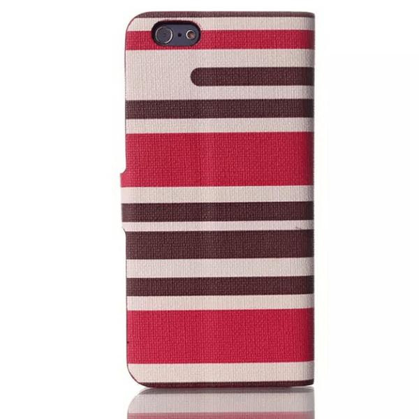 Plånboksfodral Apple Iphone 6 / 6S Plus - Linjer Rosa & Brun