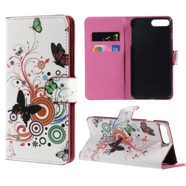 Plånboksfodral Iphone 7 Plus - Vit med Fjärilar