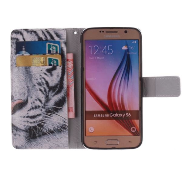 Plånboksfodral Samsung Galaxy S6 – Vit Tiger