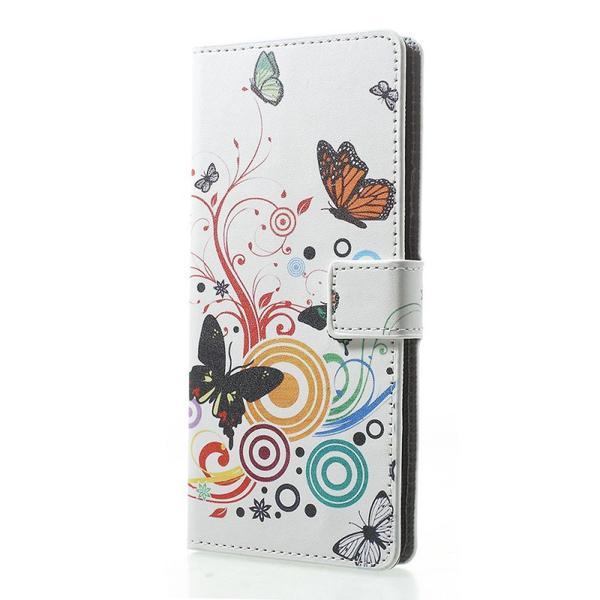 Plånboksfodral Sony Xperia 1 - Vit med Fjärilar