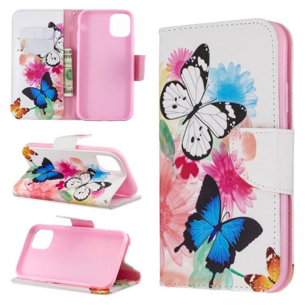 Lompakkokotelo iPhone 14 - Värikkäitä Perhosia