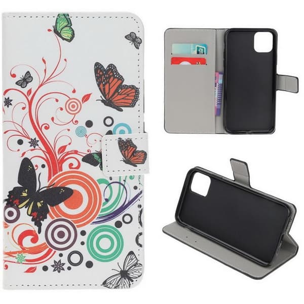Lompakkokotelo iPhone 14 Pro - Valkoinen Perhosilla