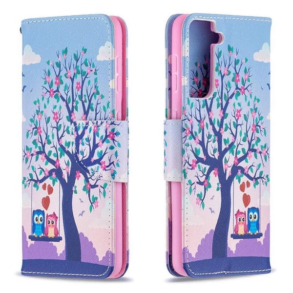 Lompakkokotelo Samsung Galaxy S22 - Pöllöt Keinussa