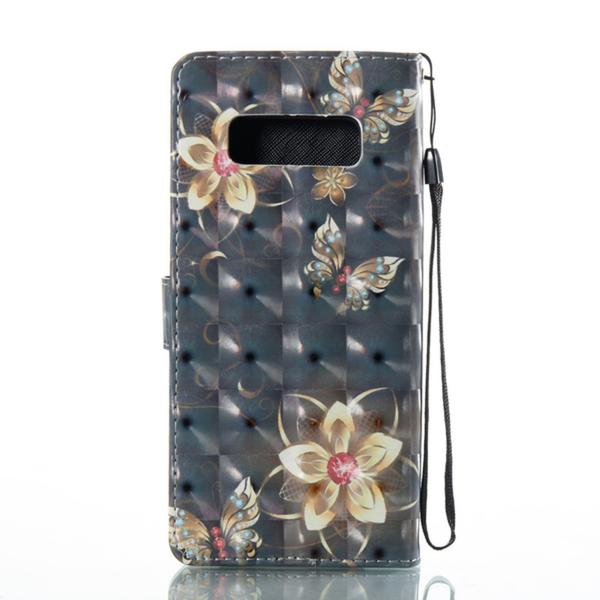 Plånboksfodral Samsung Galaxy Note 8 – Blommor i Guld
