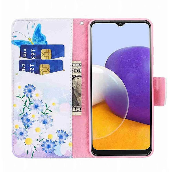 Lompakkokotelo Samsung Galaxy A15 - Perhosia Ja Kukkia