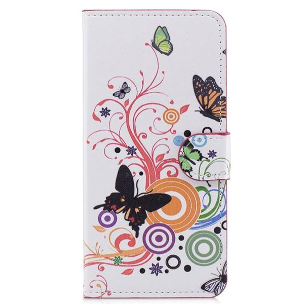 Plånboksfodral Huawei P20 Lite - Vit med Fjärilar