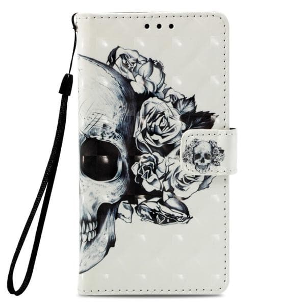 Plånboksfodral Huawei Y6 2018 – Döskalle / Rosor