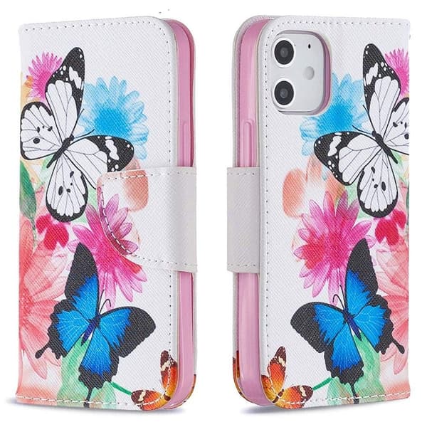 Plånboksfodral Apple iPhone 12 – Färgglada Fjärilar