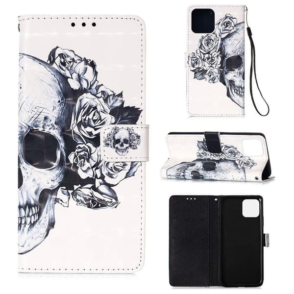 Plånboksfodral iPhone 15 Pro Max – Döskalle / Rosor