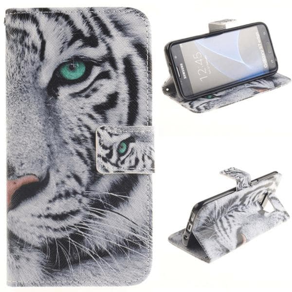 Plånboksfodral Samsung Galaxy S7 Edge – Vit Tiger