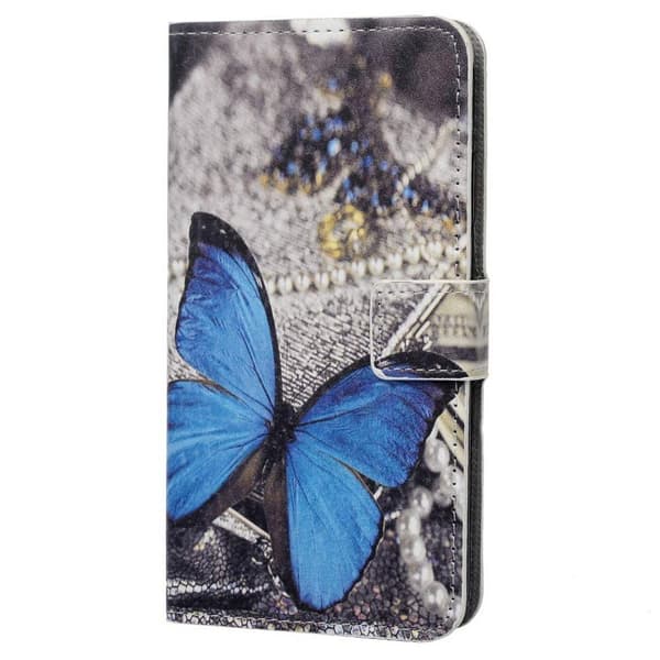 Lompakkokotelo iPhone 14 Plus - Sininen Perhonen