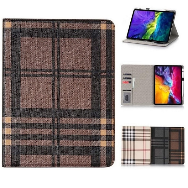 Plånboksfodral iPad Pro 11" (2022) Rutmönster - 3 Färger Brun