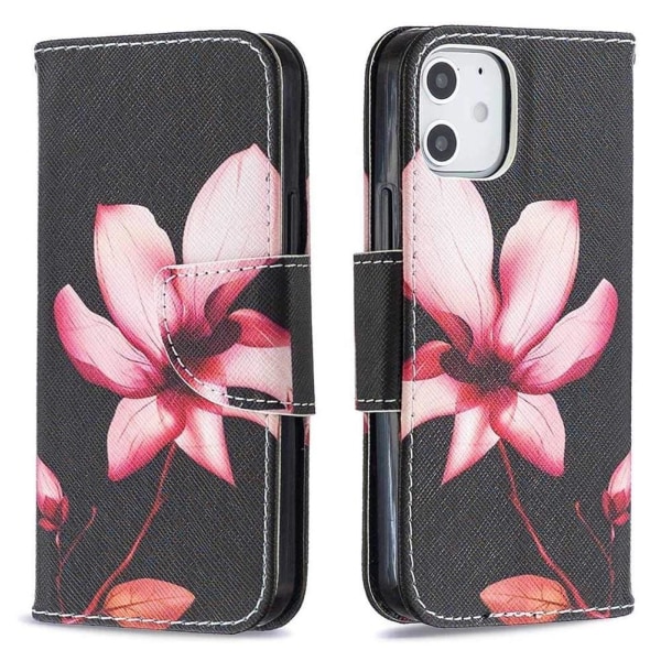 Lompakkokotelo iPhone 12 - Vaaleanpunainen Kukka