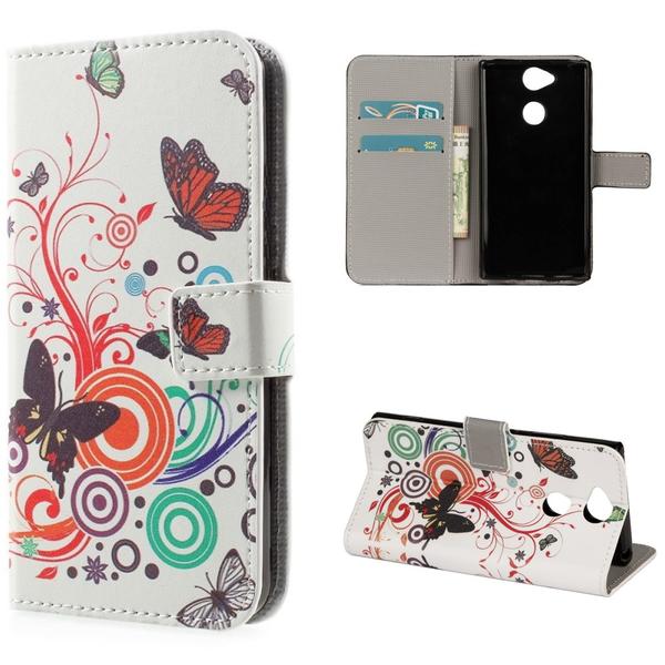 Plånboksfodral Sony Xperia XA2 - Vit med Fjärilar