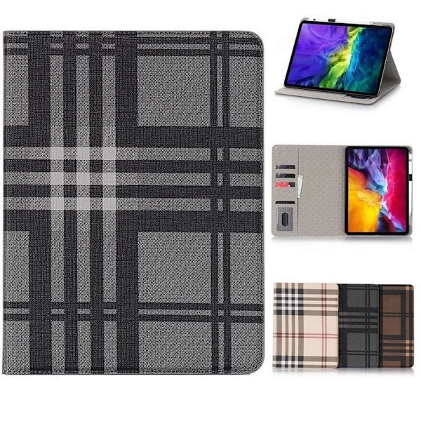 Plånboksfodral iPad Pro 11" (2022) Rutmönster - 3 Färger Svart