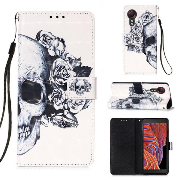Lompakkokotelo Samsung Galaxy XCover 7 - Pääkallo / Ruutu