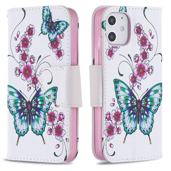 Plånboksfodral Apple iPhone 12 Mini – Fjärilar och Blommor