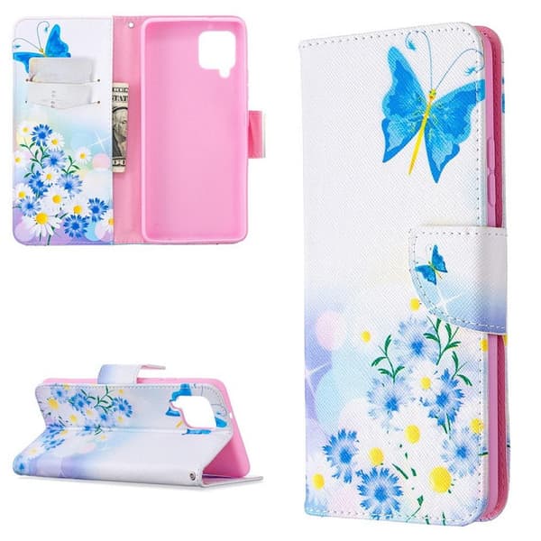 Plånboksfodral Samsung Galaxy A42 - Fjärilar och Blommor