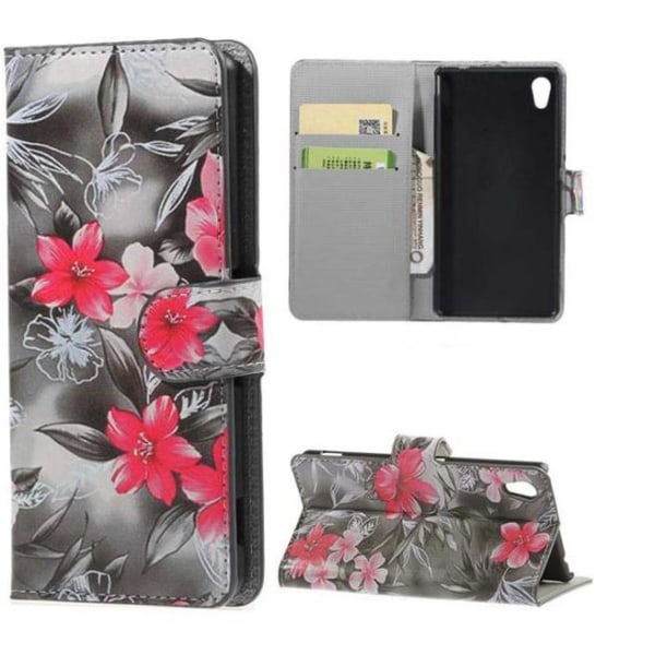 Plånboksfodral Sony Xperia E5 - Svartvit med Blommor