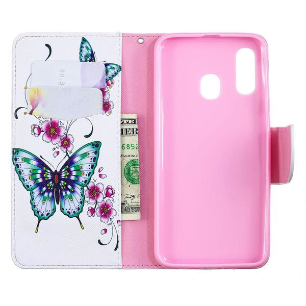 Plånboksfodral Samsung Galaxy A40 – Fjärilar och Blommor