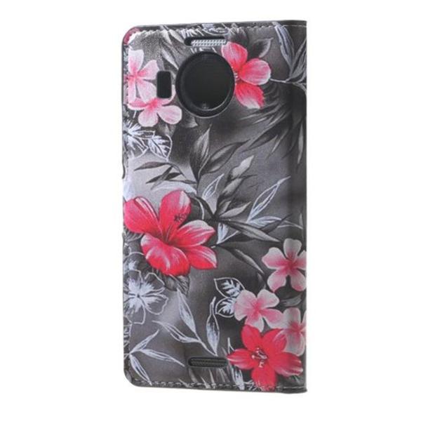 Plånboksfodral Microsoft Lumia 950 XL - Svartvit med Blommor