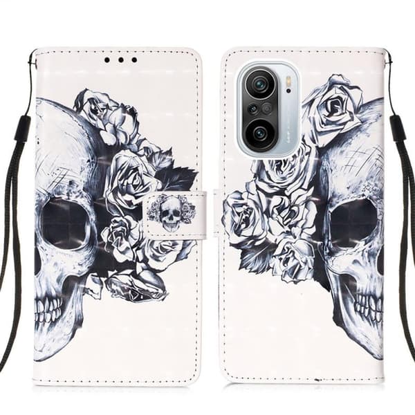 Plånboksfodral Xiaomi Mi 11i - Döskalle / Rosor