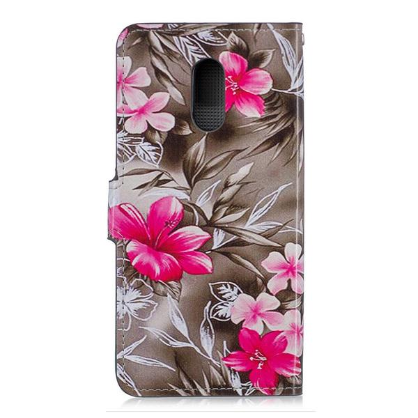 Plånboksfodral OnePlus 6T - Svartvit med Blommor
