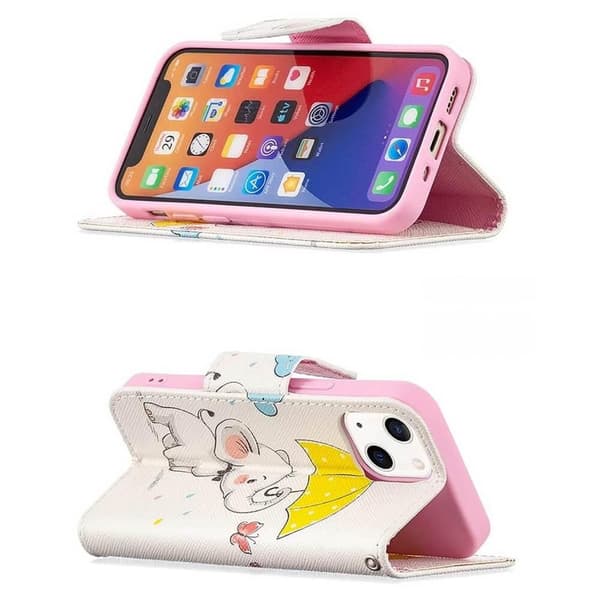 Plånboksfodral iPhone 14 Plus – Elefant med Paraply