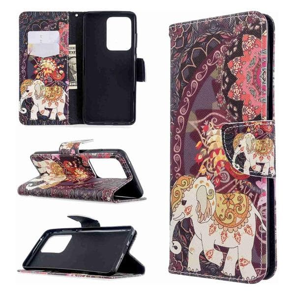 Plånboksfodral Samsung Galaxy S20 Ultra – Indiskt / Elefant