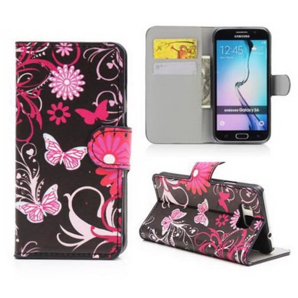 Plånboksfodral Samsung Galaxy S6 - Svart med Fjärilar