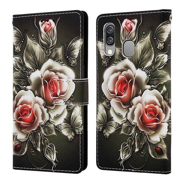 Lompakkokotelo Samsung Galaxy A20e - Ruusut