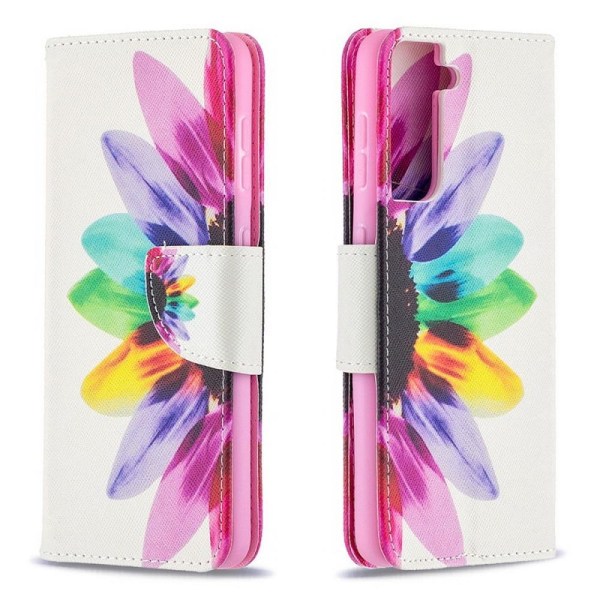Plånboksfodral Samsung Galaxy S21 – Färgglad Blomma