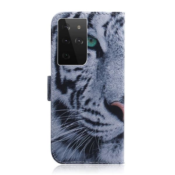 Plånboksfodral Samsung Galaxy S21 Ultra – Vit Tiger
