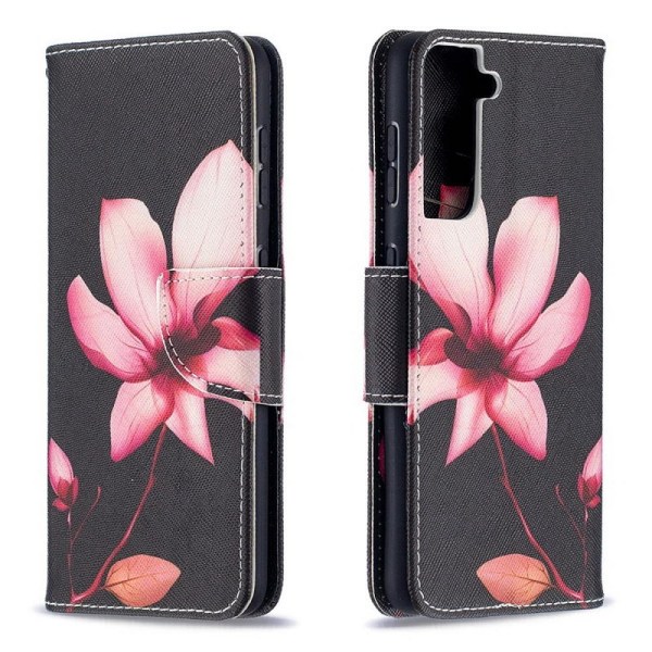 Lompakkokotelo Samsung Galaxy S21 FE - Vaaleanpunainen Kukka