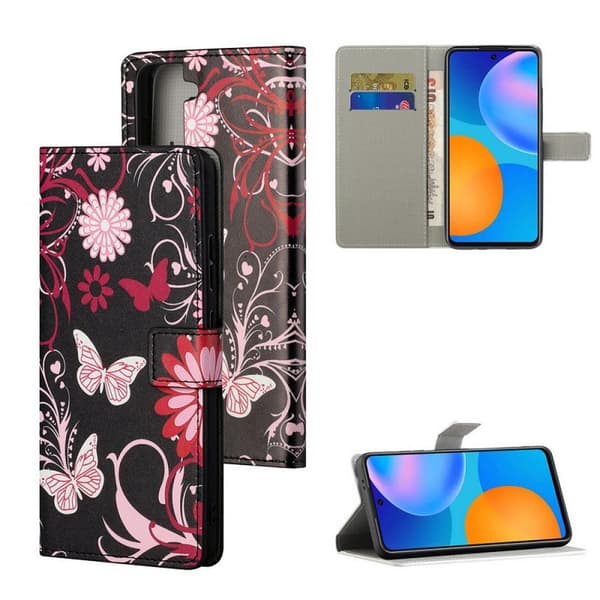 Lompakkokotelo Samsung Galaxy S22 - Musta perhosilla