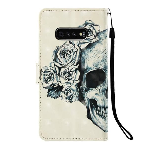 Plånboksfodral Samsung Galaxy S10e – Döskalle / Rosor