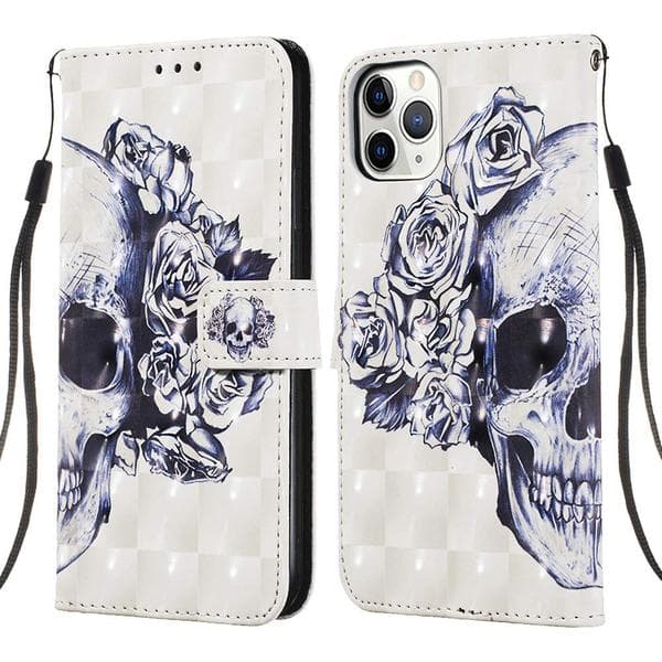 Plånboksfodral Apple iPhone 11 Pro Max – Döskalle / Rosor