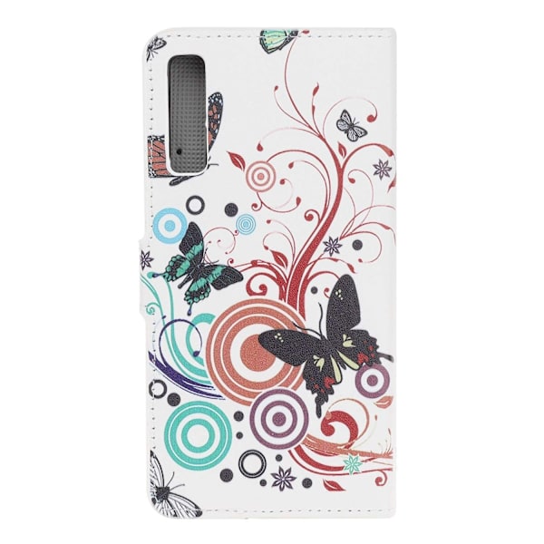 Plånboksfodral Samsung Galaxy A7 (2018) - Vit med Fjärilar