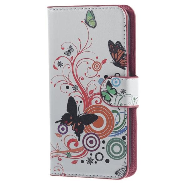 Plånboksfodral Samsung J1 (SM-J100H) - Vit med Fjärilar