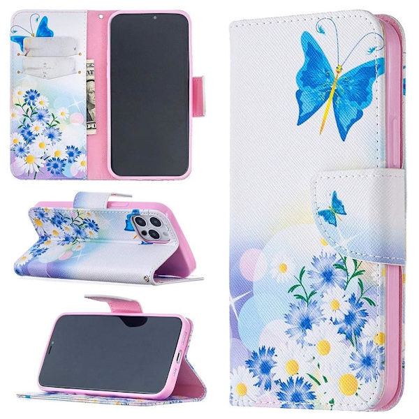 Lompakkokotelo iPhone 12 Pro - Perhosia Ja Kukkia