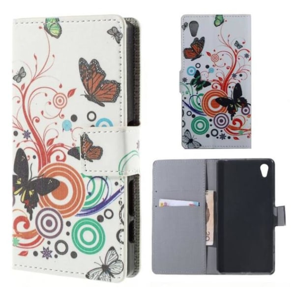 Plånboksfodral Sony Xperia X - Vit med Fjärilar