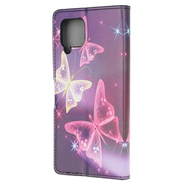 Lompakkokotelo Samsung Galaxy A12 - Liila / Perhoset