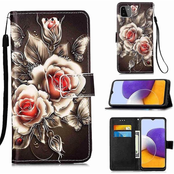 Plånboksfodral Samsung Galaxy A22 5G – Rosor