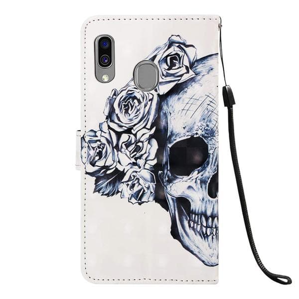 Plånboksfodral Samsung Galaxy A40 – Döskalle / Rosor