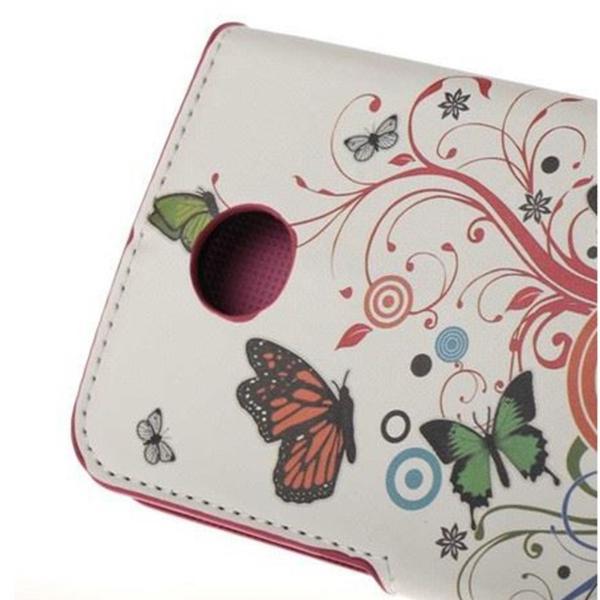 Plånboksfodral Google Nexus 6 - Vit med Fjärilar & Blommor